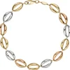 7,8mm Armband Armkette aus 585 Gold Gelbgold Rotgold Weißgold tricolor, 19cm