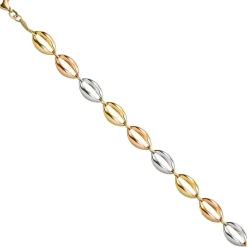 7,8mm Armband Armkette aus 585 Gold Gelbgold Rotgold Weißgold tricolor, 19cm