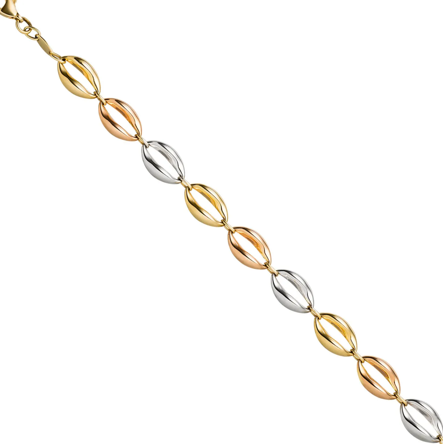 7,8mm Armband Armkette aus 585 Gold Gelbgold Rotgold Weißgold tricolor, 19cm
