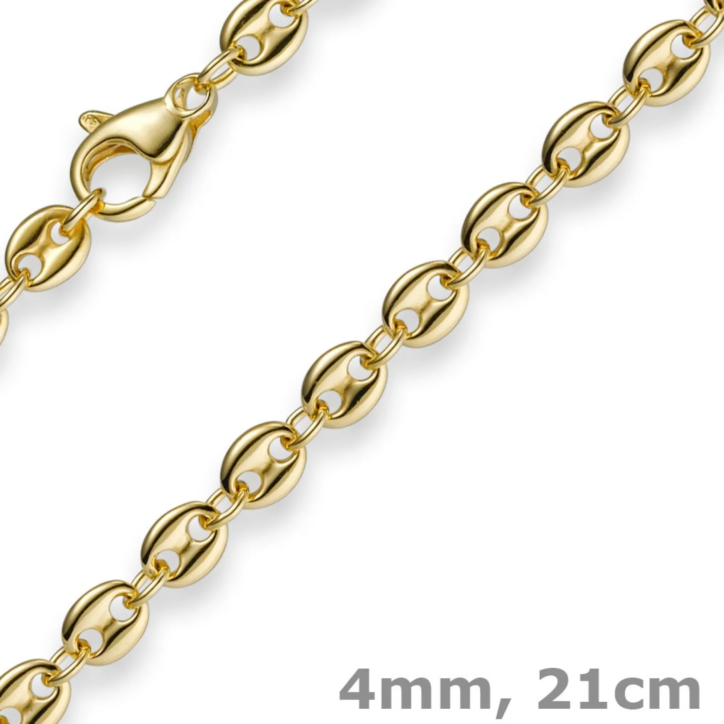 4mm Armband Armkette Bohnenkette Schiffsankerkette 585 Gold Gelbgold 21cm Unisex
