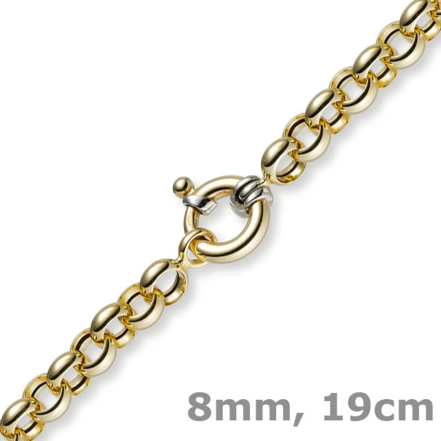 8mm Armband Armkette Erbskette aus 585 Echt Gold Gelbgold, 19cm