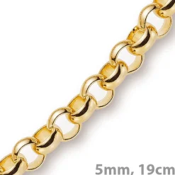5mm Armband Armkette Erbskette aus 750 Gold Gelbgold, 19cm, Unisex