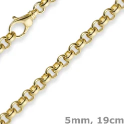 5mm Armband Armkette Erbskette aus 750 Gold Gelbgold, 19cm, Unisex