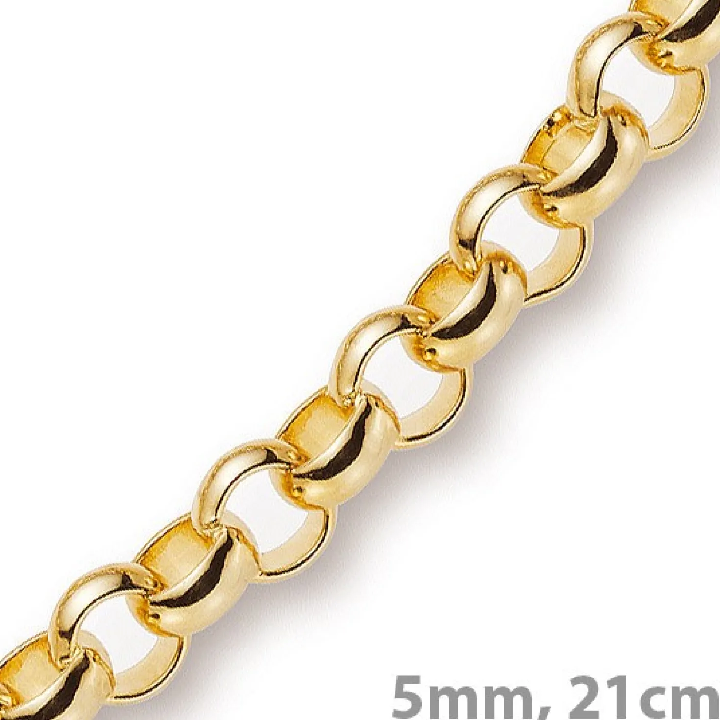 5mm Armband Armkette Erbskette aus 750 Gold Gelbgold, 21cm, Unisex