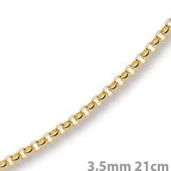 3,5mm Armband Armkette Erbskette aus 750 Gold Gelbgold, 21cm, Unisex