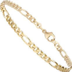 4,3mm Armband Armkette Figarokette aus 333 Gold Gelbgold diamantiert massiv 21cm