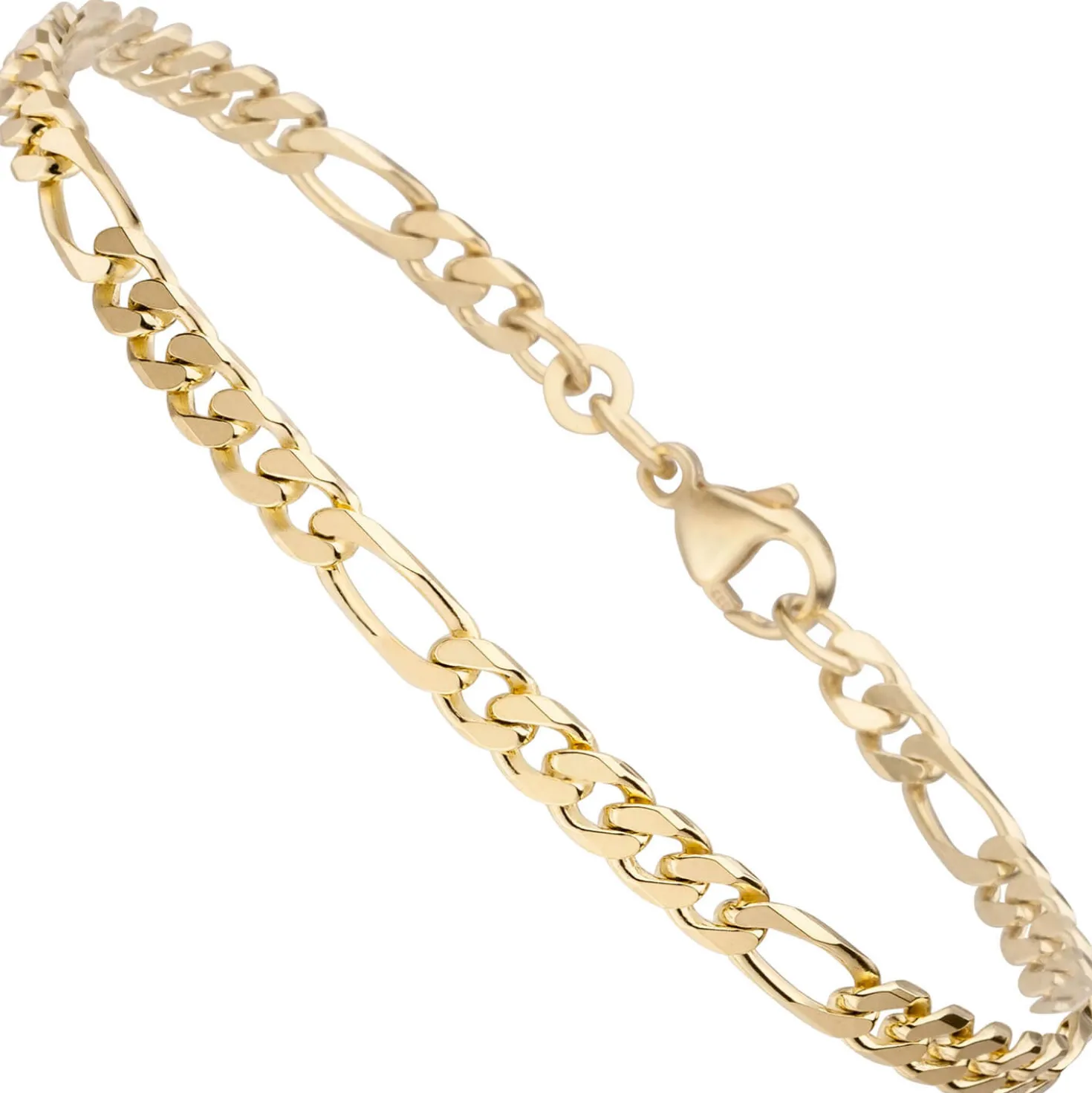 4,3mm Armband Armkette Figarokette aus 333 Gold Gelbgold diamantiert massiv 21cm