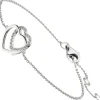 1,1mm Armband Armkette, 2 Herzen mit Zirkonia 925 Silber rhodiniert, 15-18,5cm