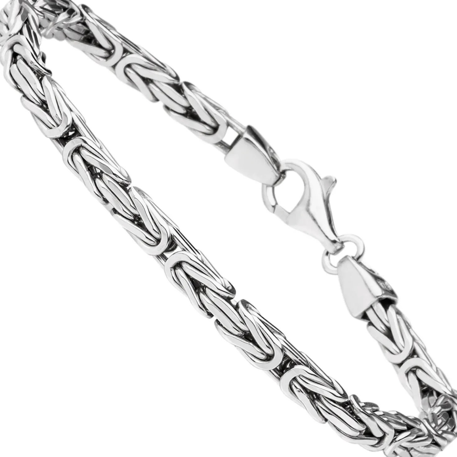 3,9mm Armband Armkette Königsarmband aus 925 Silber rhodiniert 21cm