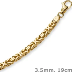 3,5mm Armband Armkette Königskette aus 750 Gold Gelbgold, 19cm