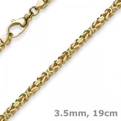 3,5mm Armband Armkette Königskette aus 750 Gold Gelbgold, 19cm