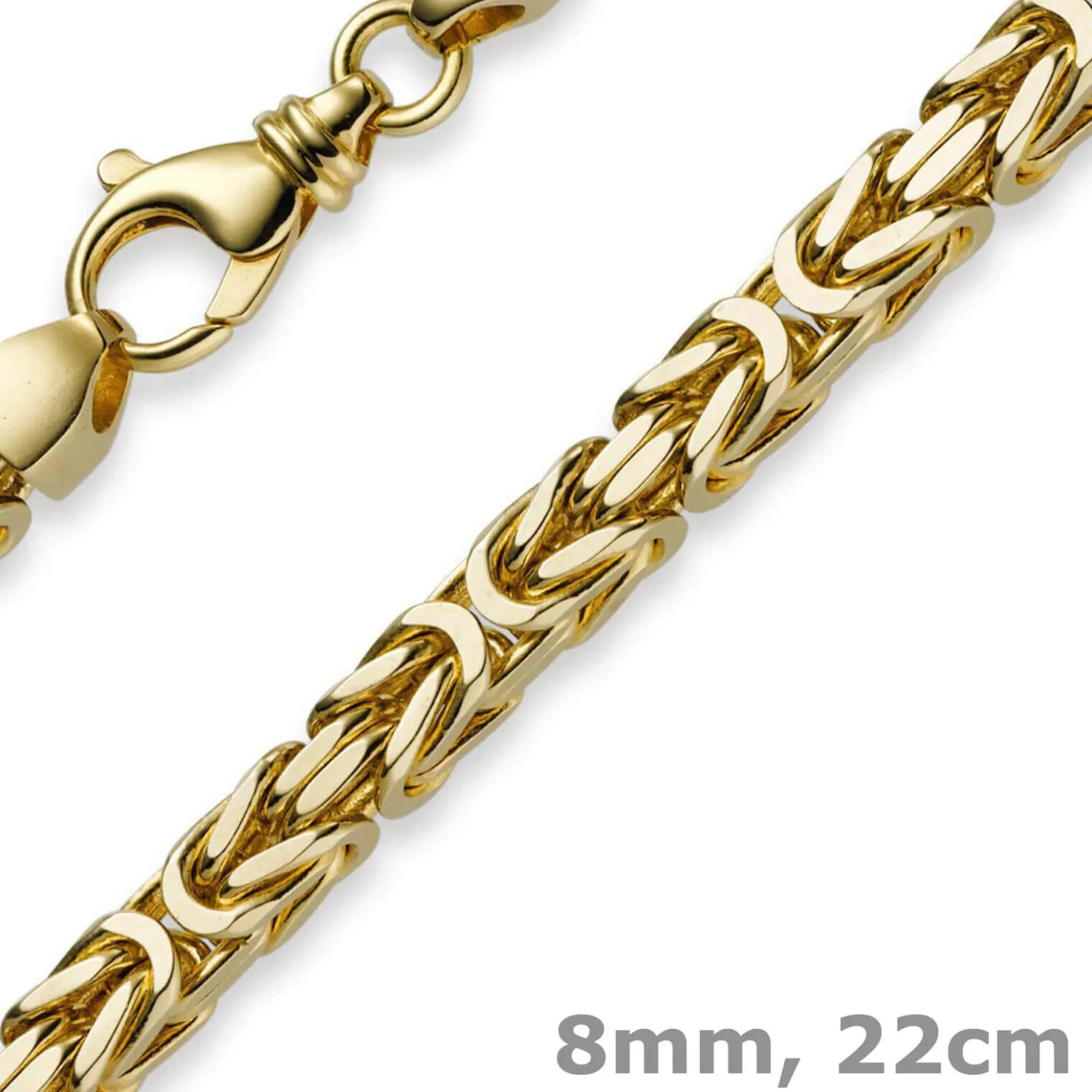 8mm Armband Armkette Königskette aus 750 Gold Gelbgold 22cm Herren