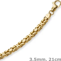3,5mm Armband Armkette Königskette aus 750 Gold Gelbgold, 21cm, Herren