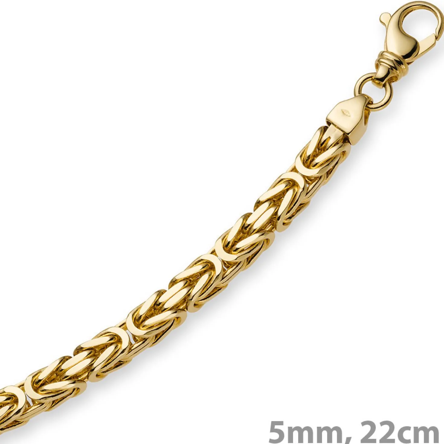 5mm Armband Armkette Königskette aus 585 Gold Gelbgold, 22cm, Herren