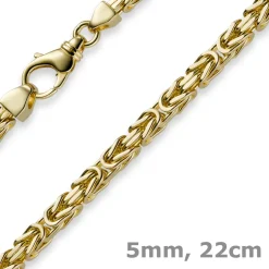 5mm Armband Armkette Königskette aus 585 Gold Gelbgold, 22cm, Herren