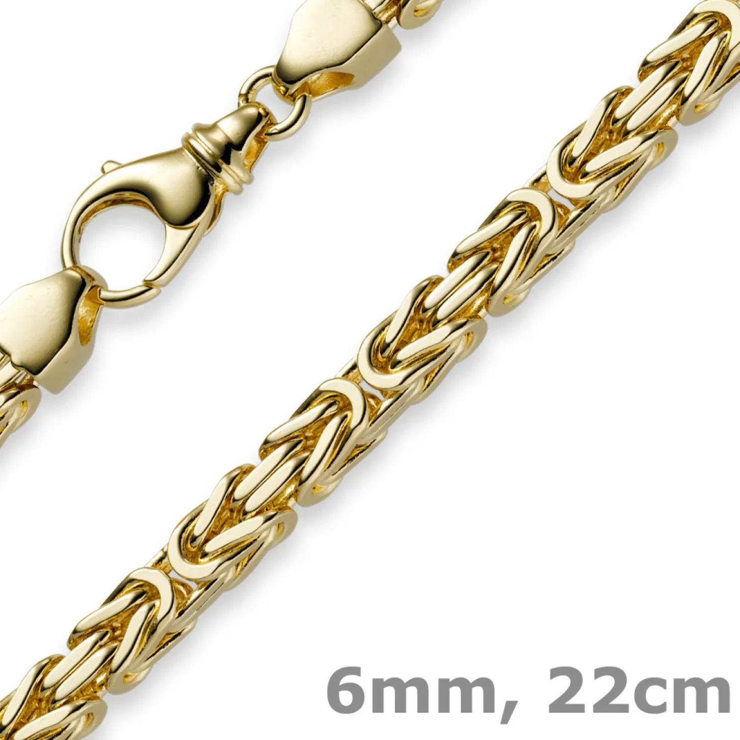 6mm Armband Armkette Königskette aus 585 Gold Gelbgold, 22cm, Herren