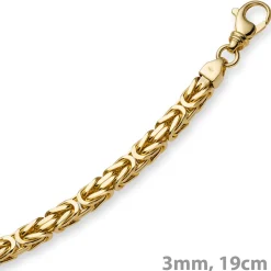 3mm Armband Armkette Königskette aus 585 Gold Gelbgold, 19cm Unisex