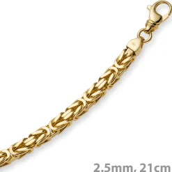 2,5mm Armband Armkette Königskette aus 750 Gold Gelbgold, 21cm, Unisex