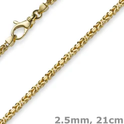 2,5mm Armband Armkette Königskette aus 750 Gold Gelbgold, 21cm, Unisex