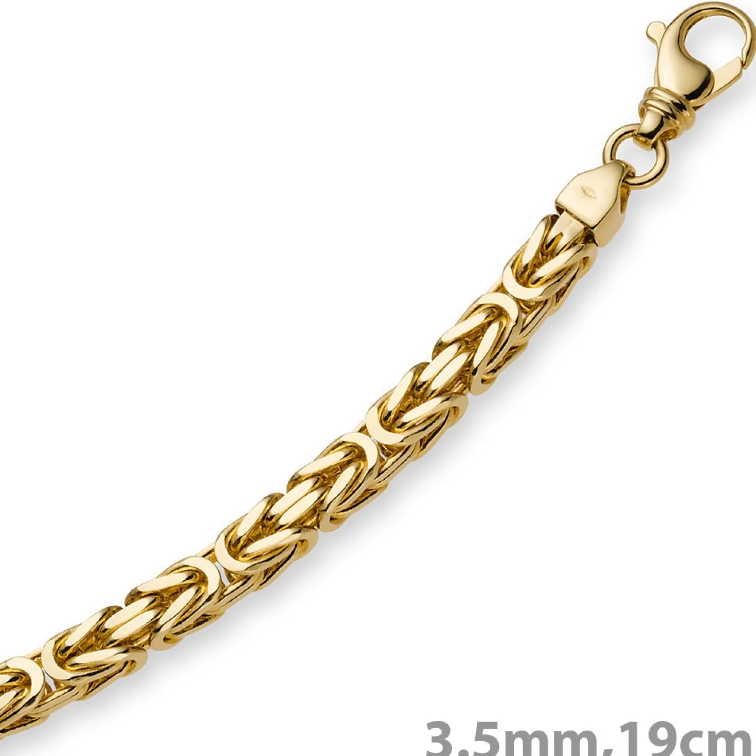 3,5mm Armband Armkette Königskette aus 585 Gold Gelbgold, 19cm, Unisex