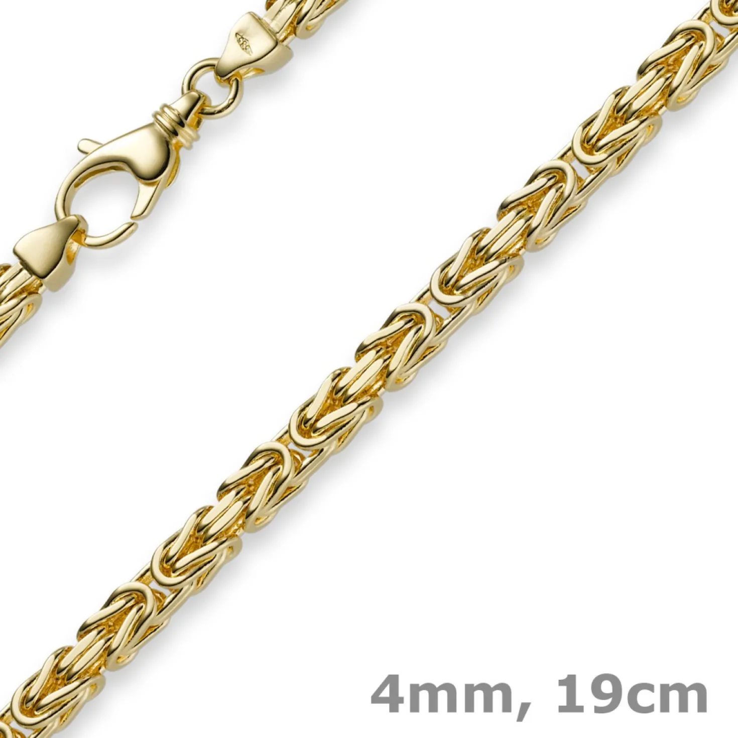 4mm Armband Armkette Königskette aus 585 Gold Gelbgold, 19cm, Unisex