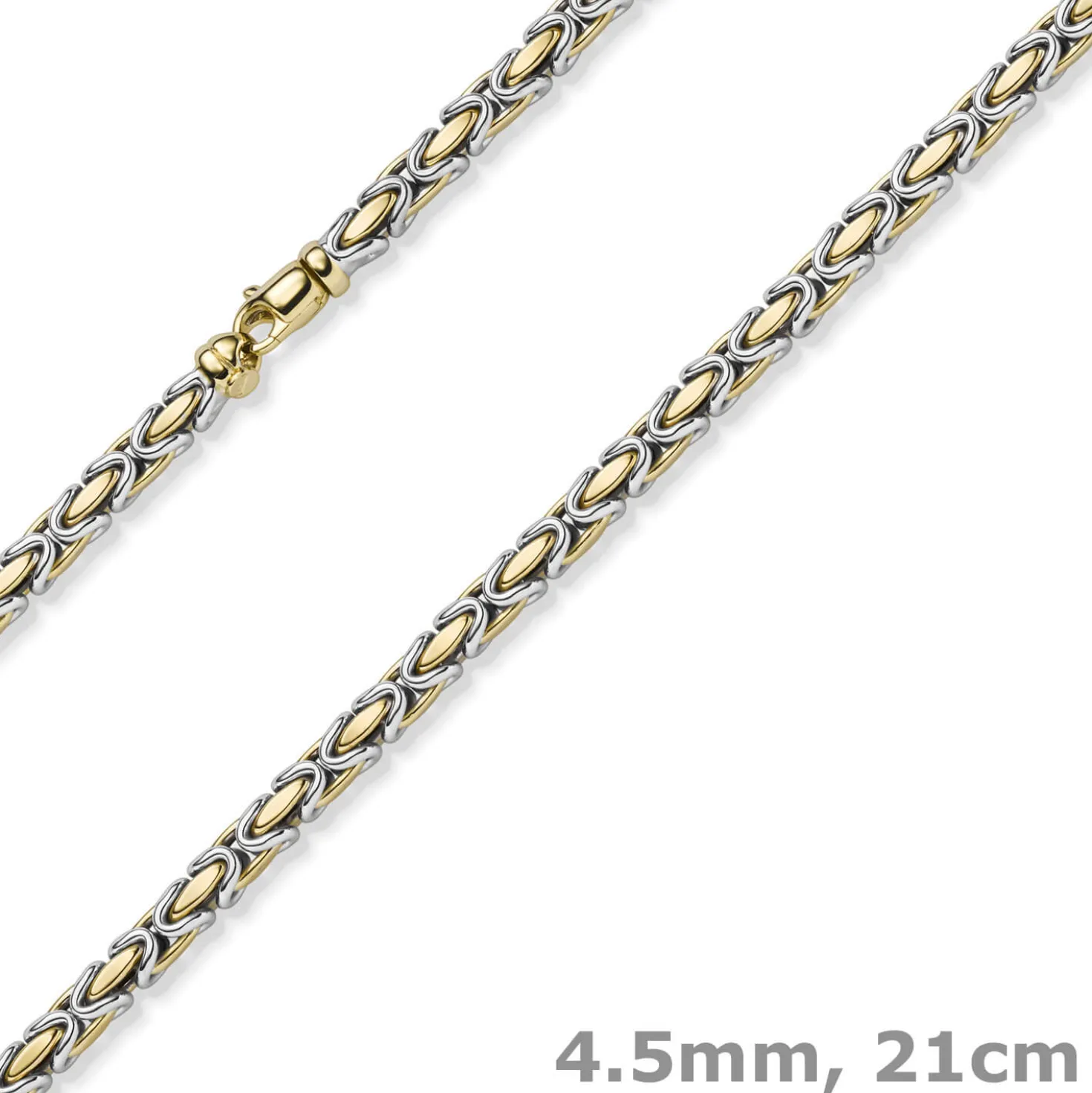 4,5mm Armband Armkette Königskette aus 585 Gold gelb/weiß bicolor 21cm Unisex