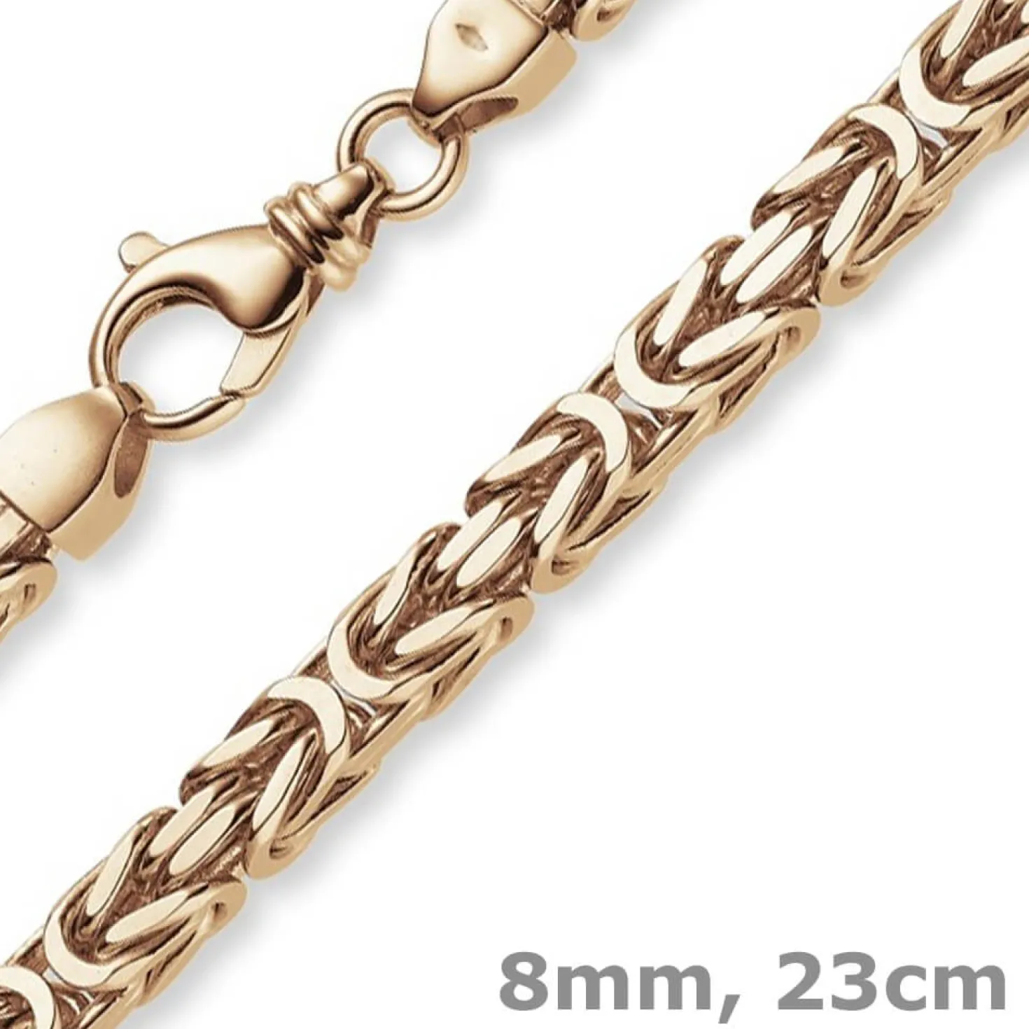 8mm Armband Armkette Königskette aus 750 Gold Rotgold massiv 23cm Herren