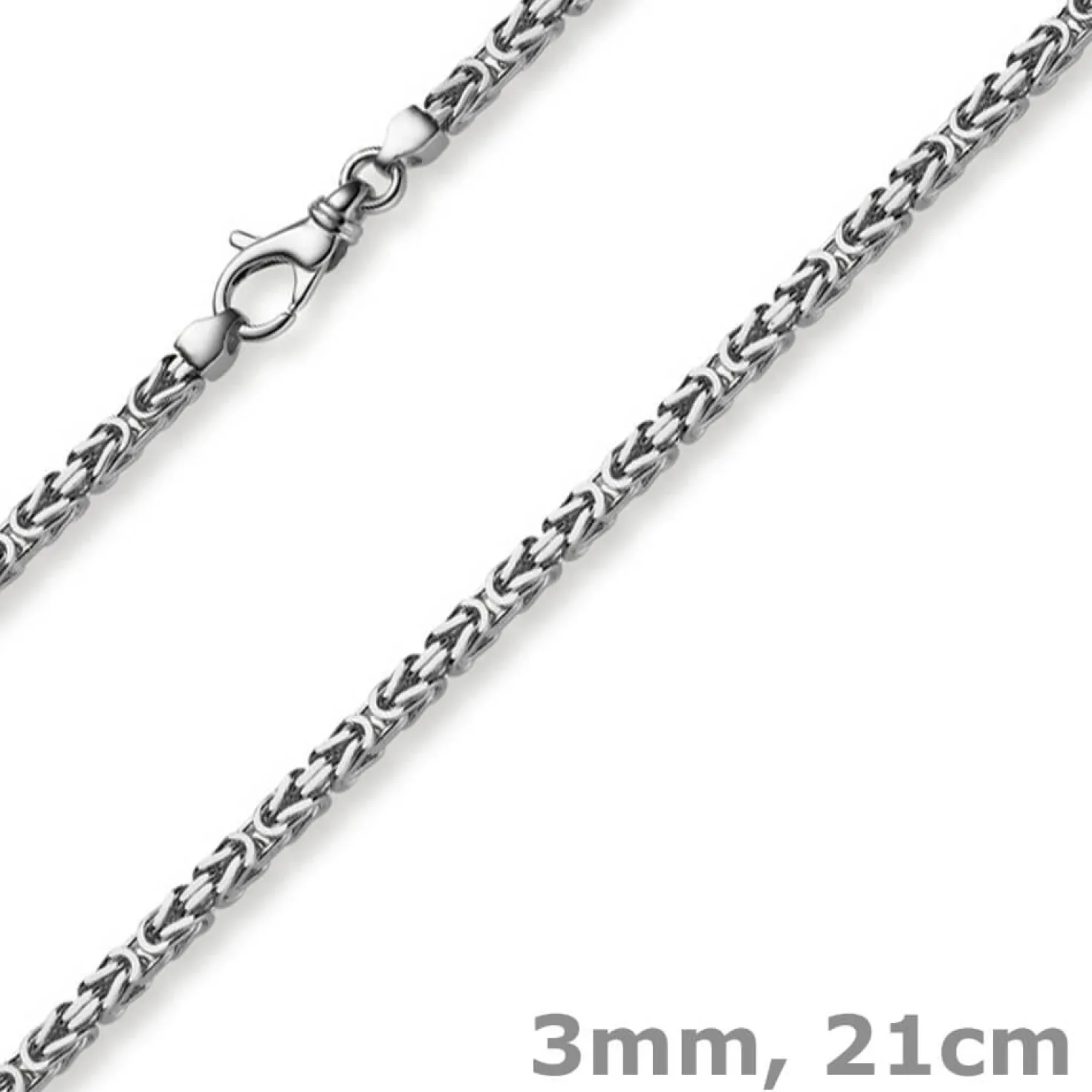 3mm Armband Armkette Königskette aus 585 Gold Weißgold massiv 21cm