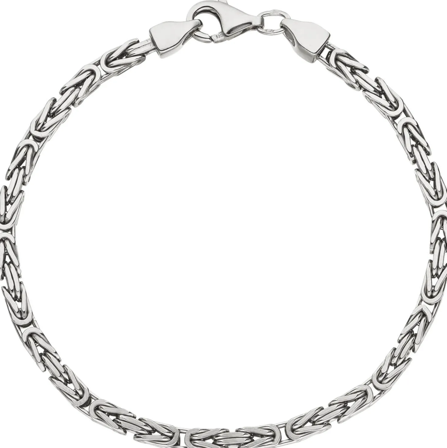 3,1mm Armband Armkette Königskette aus 925 Silber rhodiniert massiv 21cm Herren