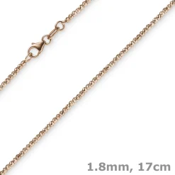 1,8mm Armband Armkette Kugelkette diamantiert aus 750 Gold Rotgold 17cm