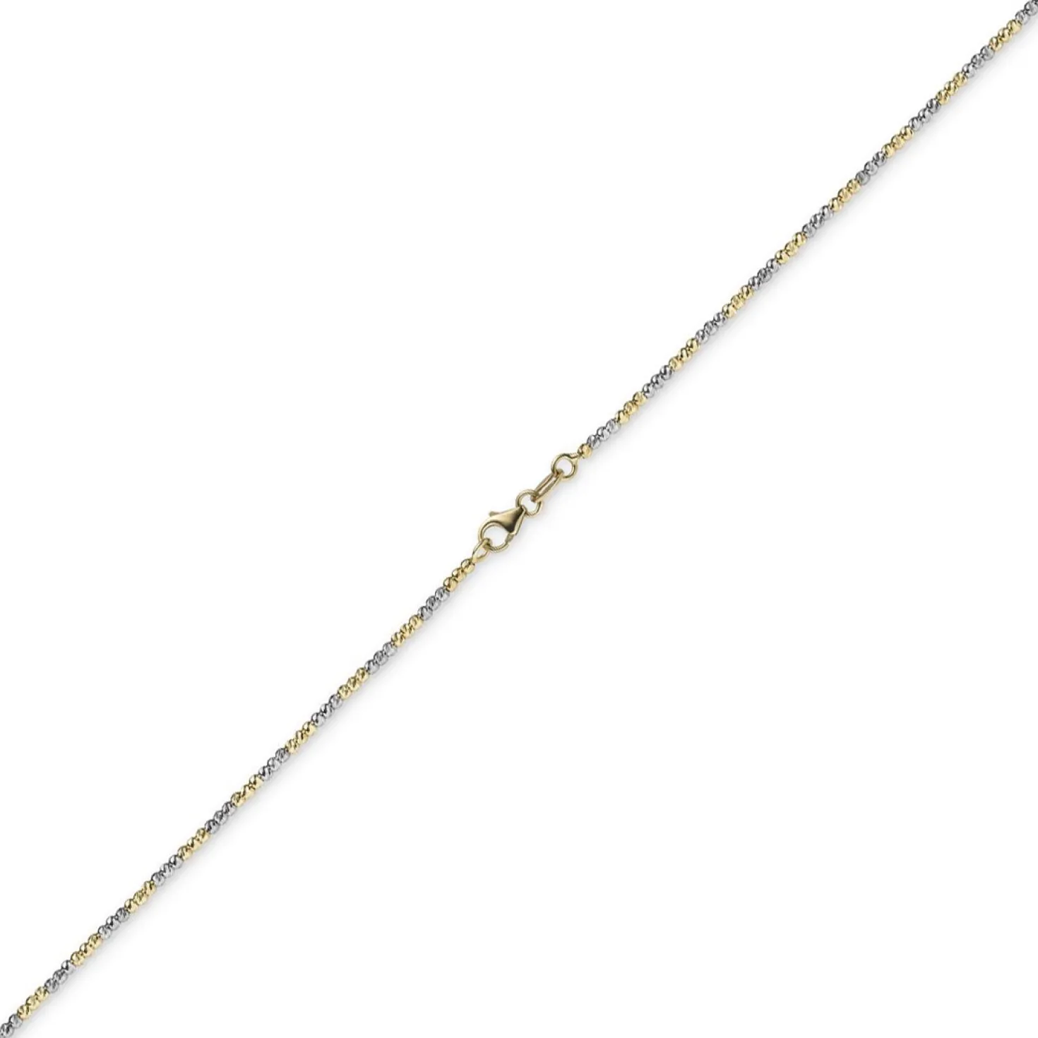 1,8mm Armband Armkette Kugelkette diamantiert 585 Gold Gelbgold Weißgold, 19cm