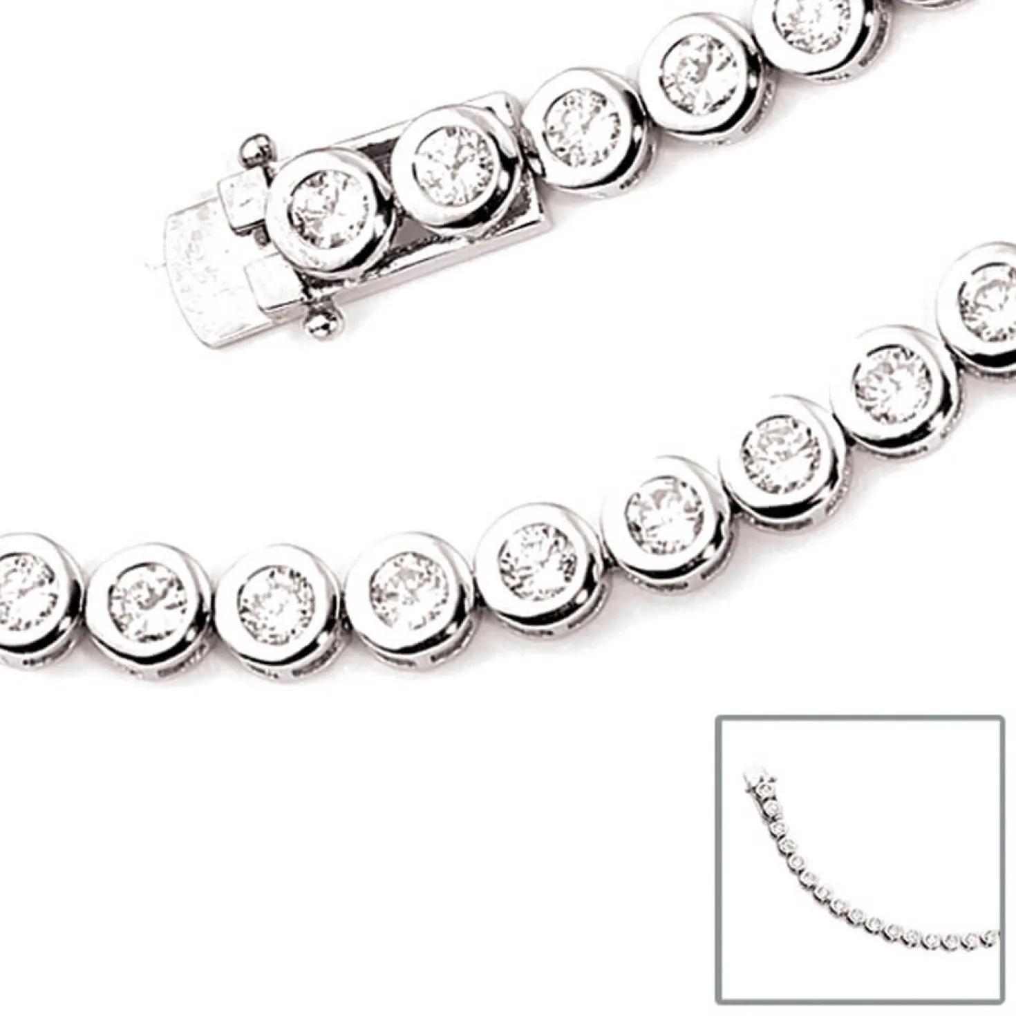 6,3mm Armband Armkette mit Zirkonia, 925 Silber, Damen, 19cm