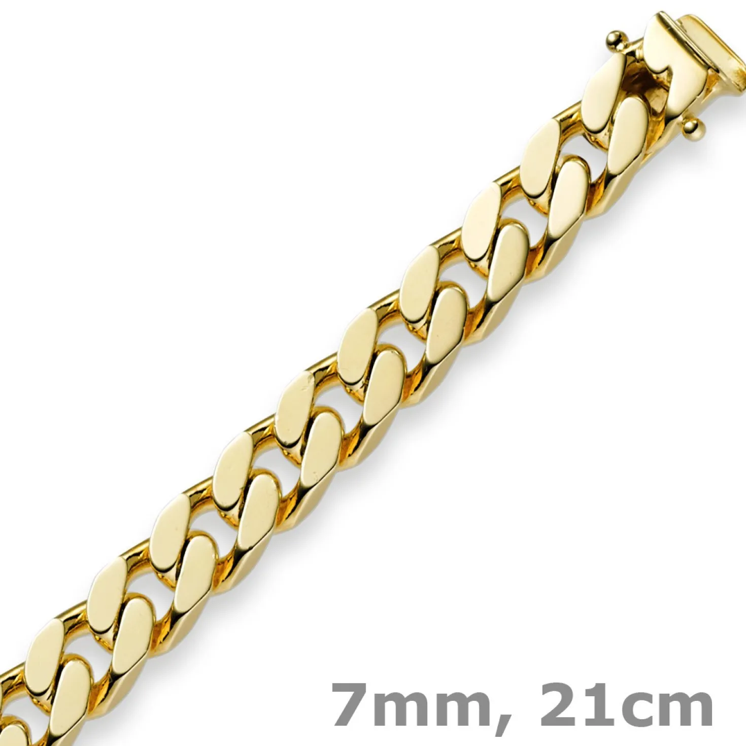 7mm Armband Armkette Panzerarmband, 585 Gold Gelbgold, 21cm, Herren
