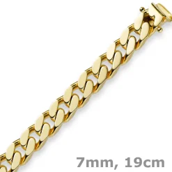 7mm Armband Armkette Panzerarmband 750 Gold Gelbgold 19cm Herren Goldarmband