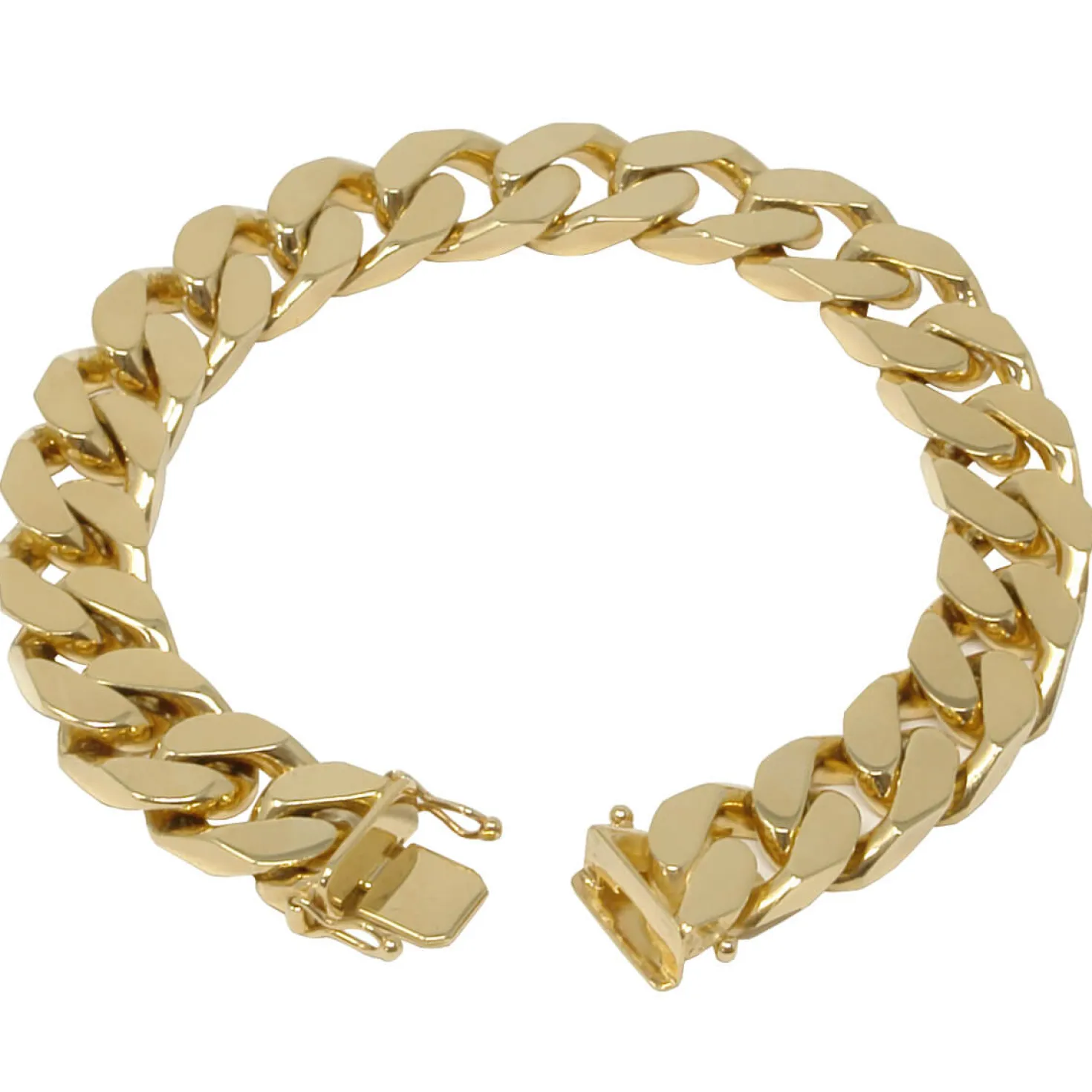 12mm Armband Armkette Panzerarmband, 585 Gold Gelbgold massiv, 22cm, Herren