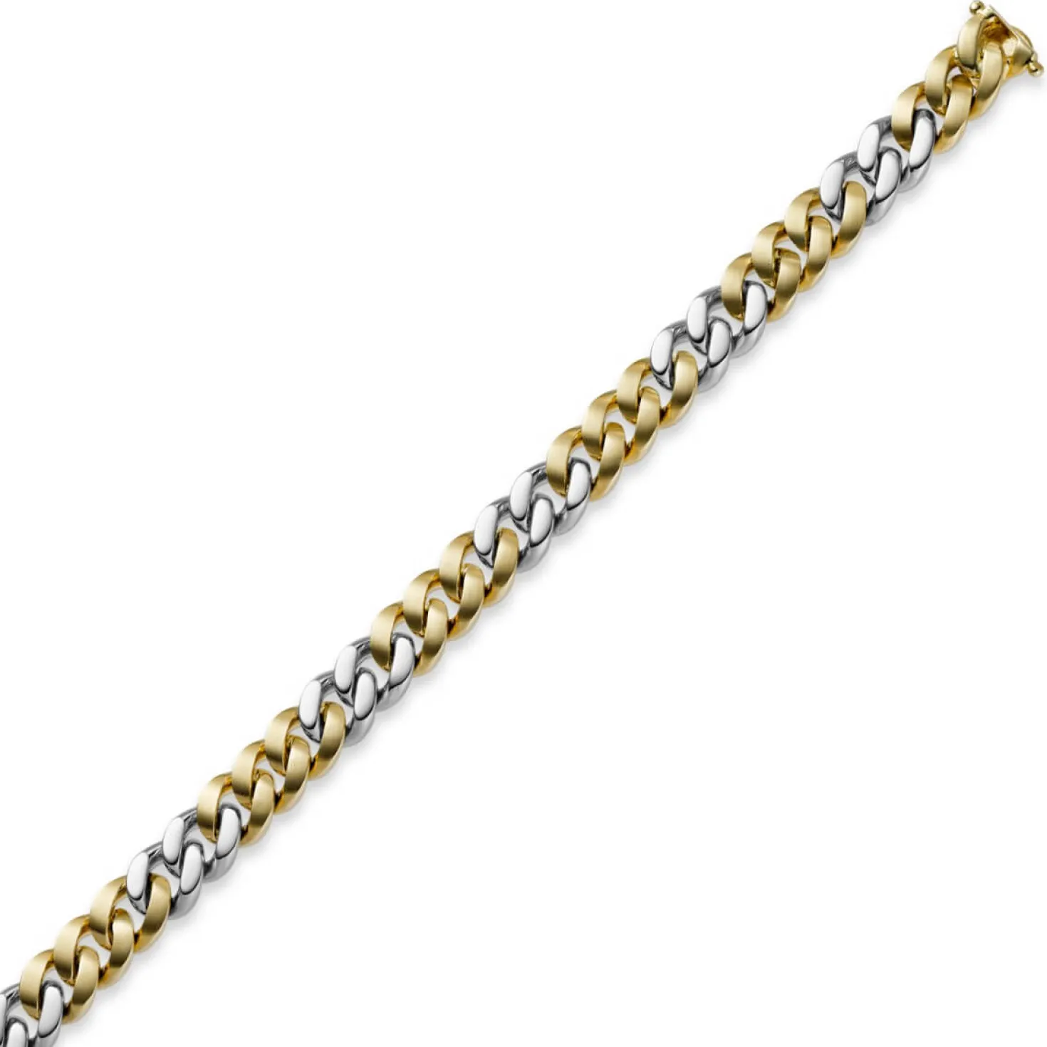 10mm Armband Armkette Panzerarmband 750 Gold Gelbgold & Weißgold 19cm Unisex