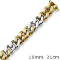 10mm Armband Armkette Panzerarmband 750 Gold Gelbgold & Weißgold 21cm Unisex