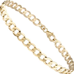 5,7mm Armband Armkette Panzerkette oval flach aus 333 Gold Gelbgold massiv 19cm