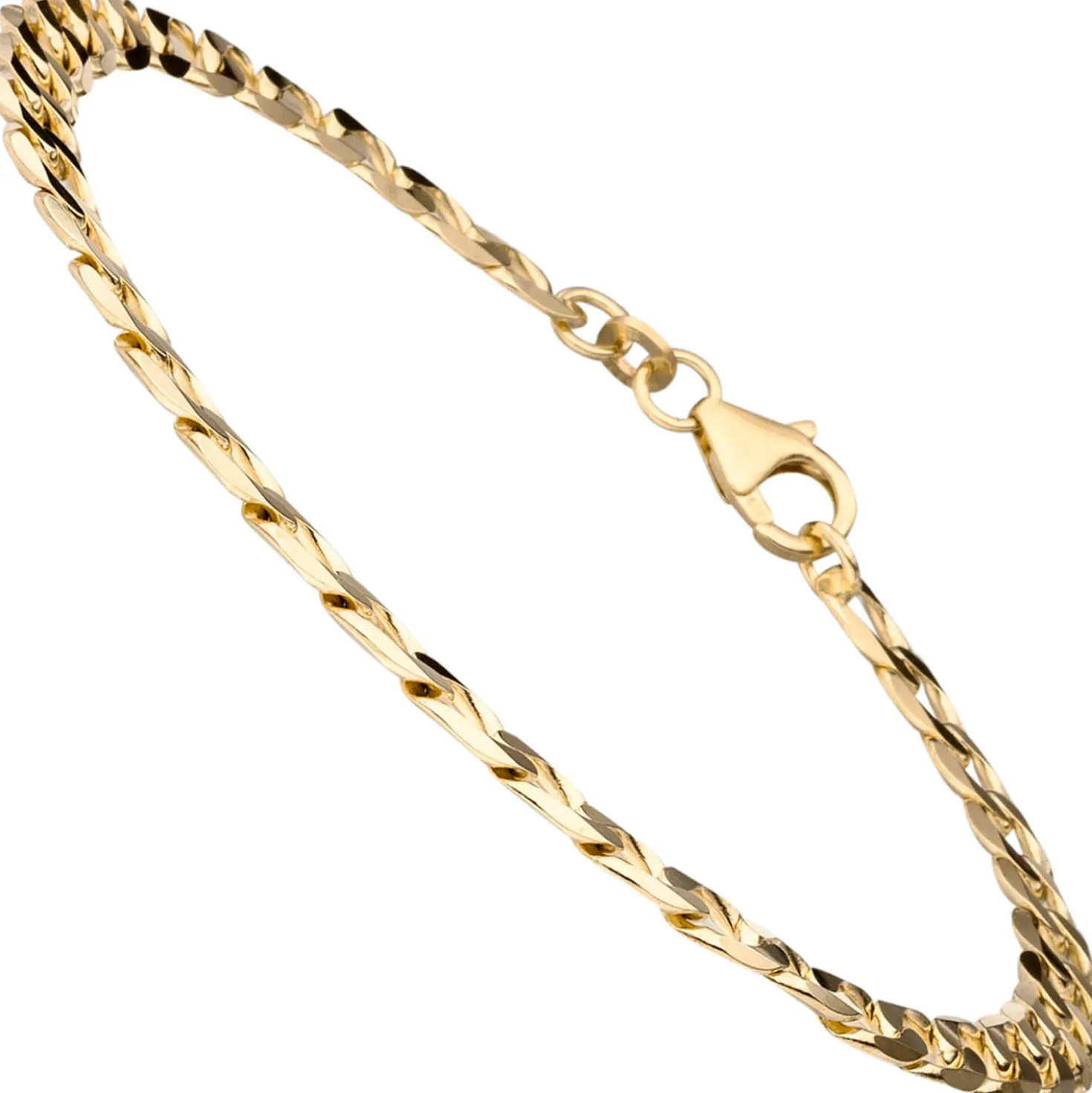 5,7mm Armband Armkette Panzerkette oval flach aus 333 Gold Gelbgold massiv 21cm