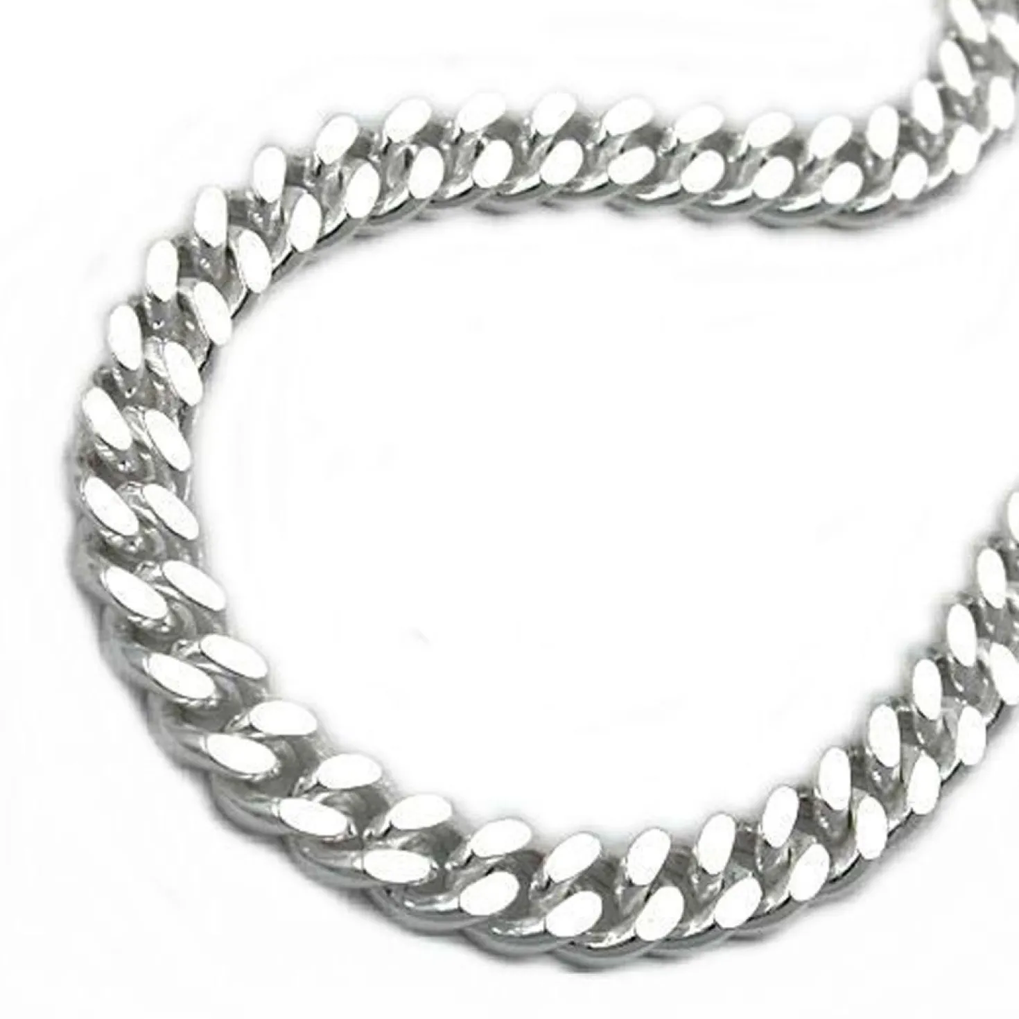 4mm Armband Armkette Panzerkette, 925 Silber, diamantiert, 21cm