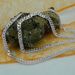 4mm Armband Armkette Panzerkette, 925 Silber, diamantiert, 21cm