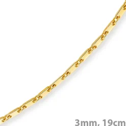 3mm Armband Armkette Plattenkette aus 585 Gold Gelbgold, 19cm, Unisex