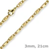 3mm Armband Armkette Platte-Steigbügelkette, 585 Gold Gelbgold, 21cm