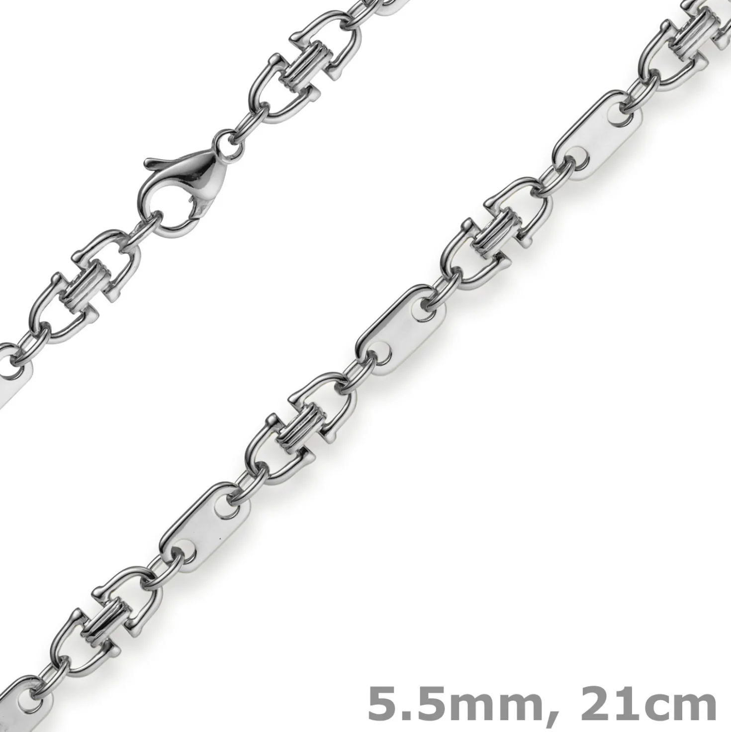 5,5mm Armband Armkette Platte-Steigbügelkette, 585 Gold Weißgold 21cm