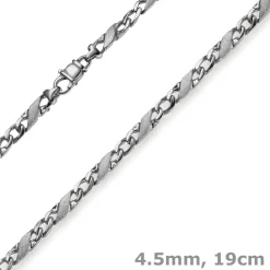 4,5mm Armband Armkette Rockwell X-Panzer aus 585 Gold Weißgold 19cm mattiert