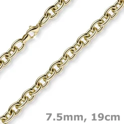 7,5mm Armband Armkette Rundankerkette Armschmuck aus 585 Gold Gelbgold 19cm