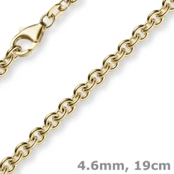 4,6mm Armband Armkette Rundankerkette 750 Gold Gelbgold, 19cm Unisex