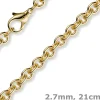 2,7mm Armband Armkette Rundankerkette 750 Gold Gelbgold, 21cm Unisex