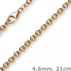 4,6mm Armband Armkette Rundankerkette 750 Gold Rotgold, 21cm Unisex