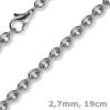 2,7mm Armband Armkette Rundankerkette 585 Gold Weißgold, 19cm Unisex